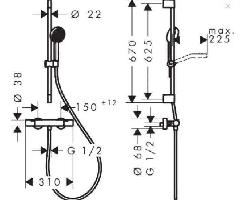 Dušas Sistēma Hansgrohe Activera Select S ar termostatu, 2 plūsmas režīmi, EcoSmart, hroms 28876000
