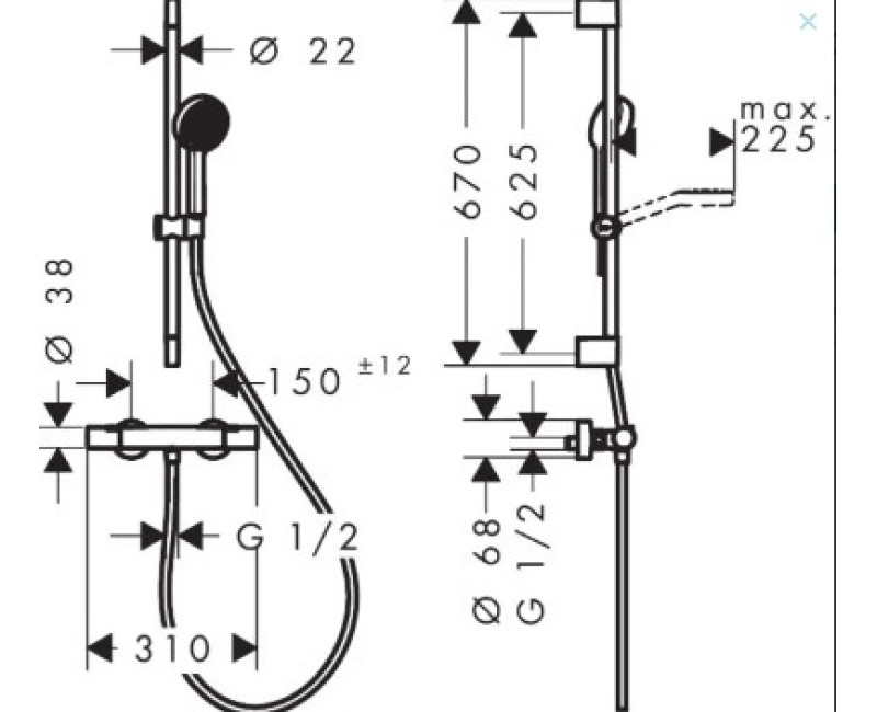 Dušas Sistēma Hansgrohe Activera Select S ar termostatu, 2 plūsmas režīmi, EcoSmart, matēti melns 28876670