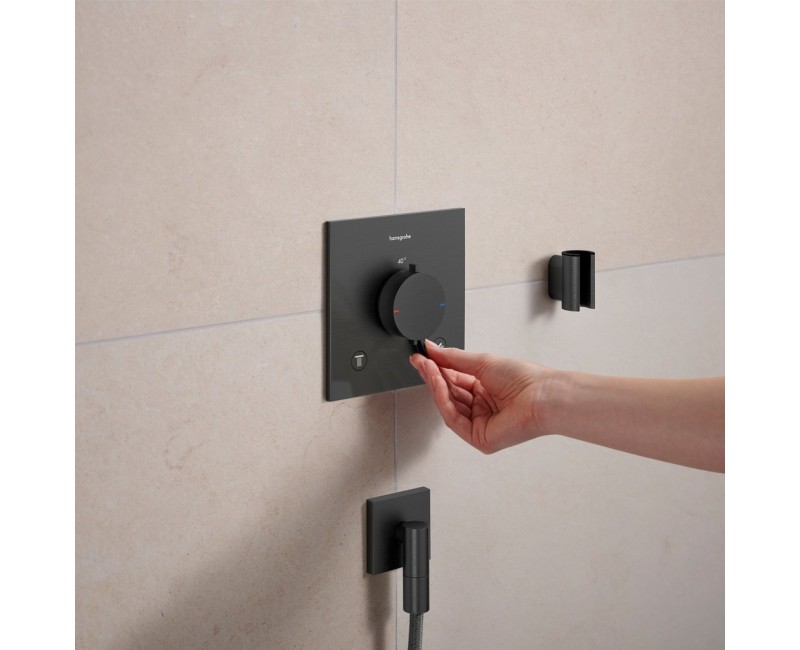 Dušas maisītājs Hansgrohe Ecostat Comfort E ar termostatu iebūvējams, 2 ierīcēm, birstēts melns hroms 33711340