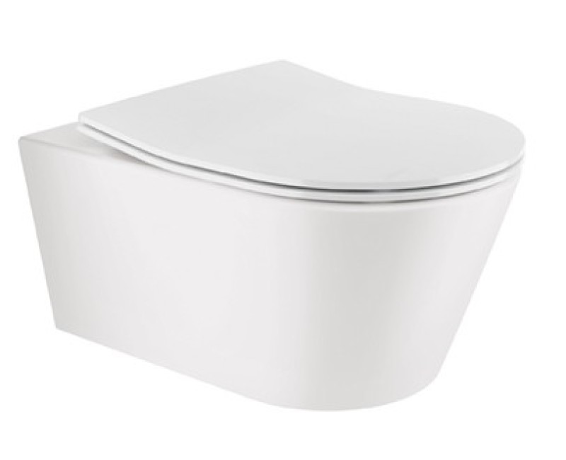 Tualetes poda Komplekts Sanindusa Sanfix rāmis ar Urb.y 48 Rimfree Baltu podu ar vāku SoftClose un Melnu pogu