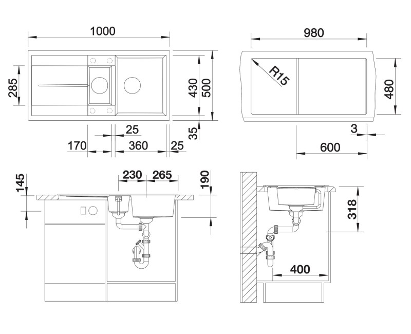Virtuves Izlietne BLANCO METRA 6 S SILG PDUR Coffee M.ZUB M.AF SILGRANIT™, PuraDur™, Kafijas 515045