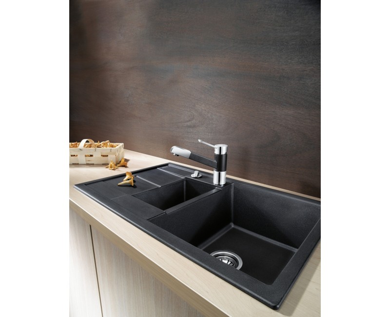 Кухонная мойка BLANCO METRA 6 S компактная SILG PDUR Black M. AF Black, SILGRANIT™ 525925