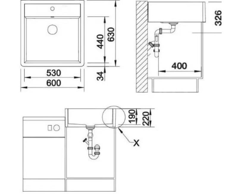 Кухонная мойка BLANCO PANOR 60 Ceramic White глянцевая O.AF Ceramic, Crystal White глянцевая (керамика) 514486