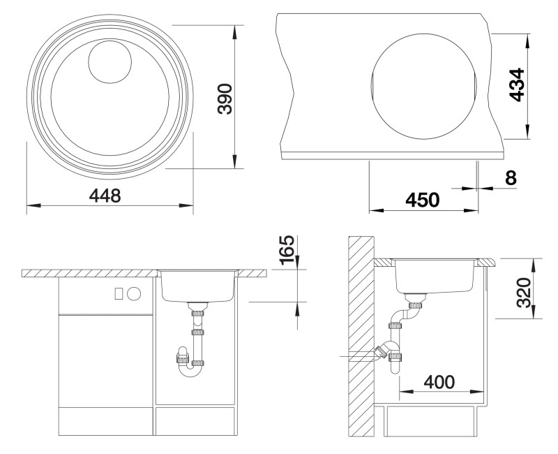 Virtuves Izlietne BLANCO RONDOSOL - IF Brushed O.AFNerūsējošais tērauds, Krāsots pārklājums 514647