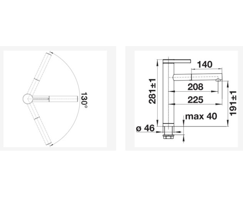 Кухонный смеситель BLANCO LINEE-S Черный / Хром HD 526171