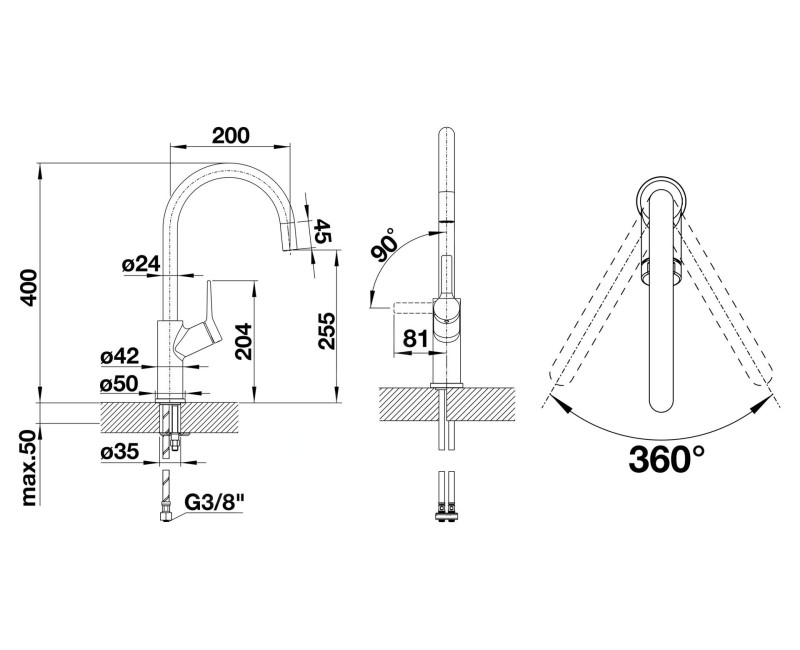 Кухонный смеситель BLANCO CARENA-S Chrome HD 520767