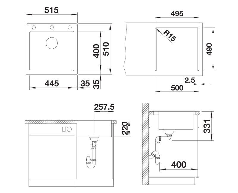 Virtuves Izlietne BLANCO PLEON 5 SILG PDUR Tartufo InFino O.AF SILGRANIT™, PuraDur™, Tartufo 521675