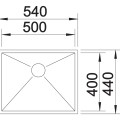 Кухонная мойка BLANCO ZEROX 500-U InFino O.AF, нержавеющая сталь, глянцевый сатин 521589