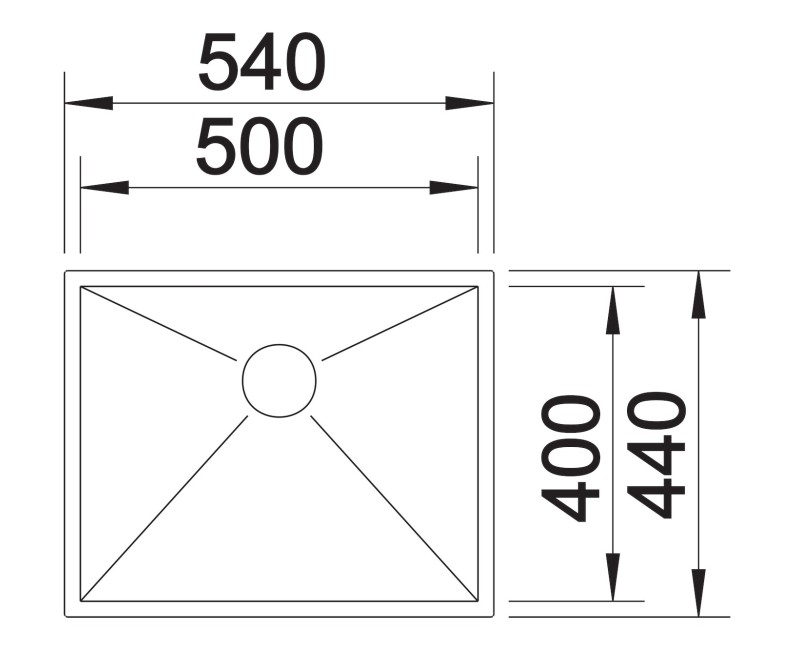 Кухонная мойка BLANCO ZEROX 500-U InFino O.AF, нержавеющая сталь, глянцевый сатин 521589