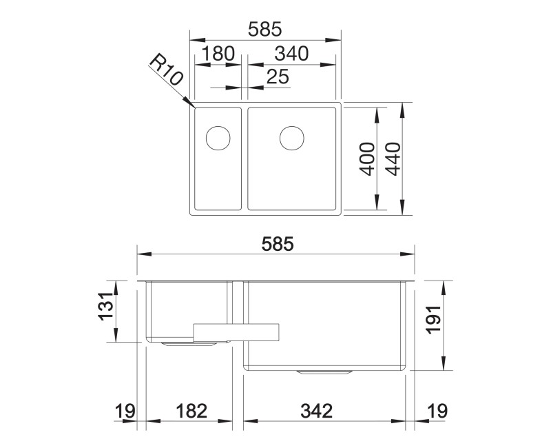 Virtuves Izlietne BLANCO CLARON 340/180-U RE InFino O.AF Nerūsējošais tērauds, Satīna spīdīga 521610