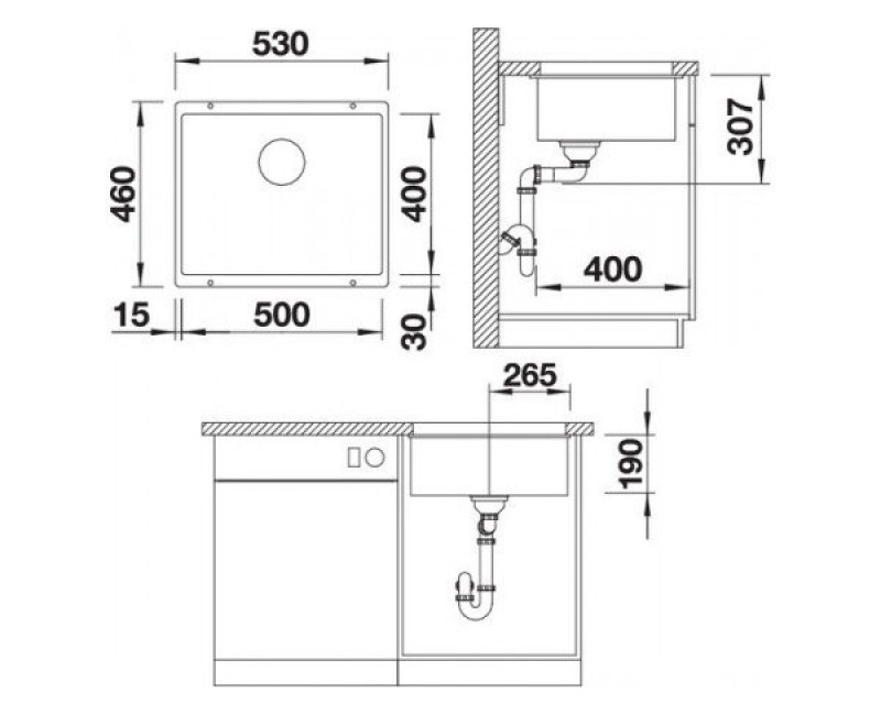 Кухонная мойка BLANCO ROTAN 500-U Антрацит O.AF SILGRANIT™, Антрацит 523075