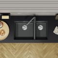 Virtuves Izlietne BLANCO SUBLINE 430/270-U SILG PDUR Black InFino O.AF  SILGRANIT™, PuraDur™, Melna 525991