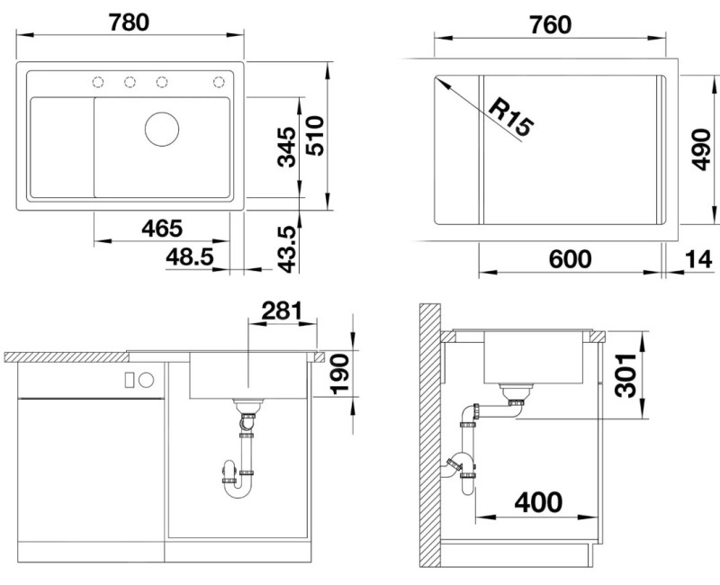 Кухонная мойка BLANCO ZENAR XL 6 SC RE SILG PDUR Coffee O.ZUB InFino M.AF SILGRANIT™,PuraDur™,Coffee 523784
