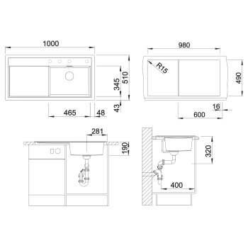 Virtuves Izlietne BLANCO ZENAR XL 6 S SILG RE PDUR Rock grey O.ZUB InFino M.AF SILGRANIT™, PuraDur™, Akmeņu pelēka 523965