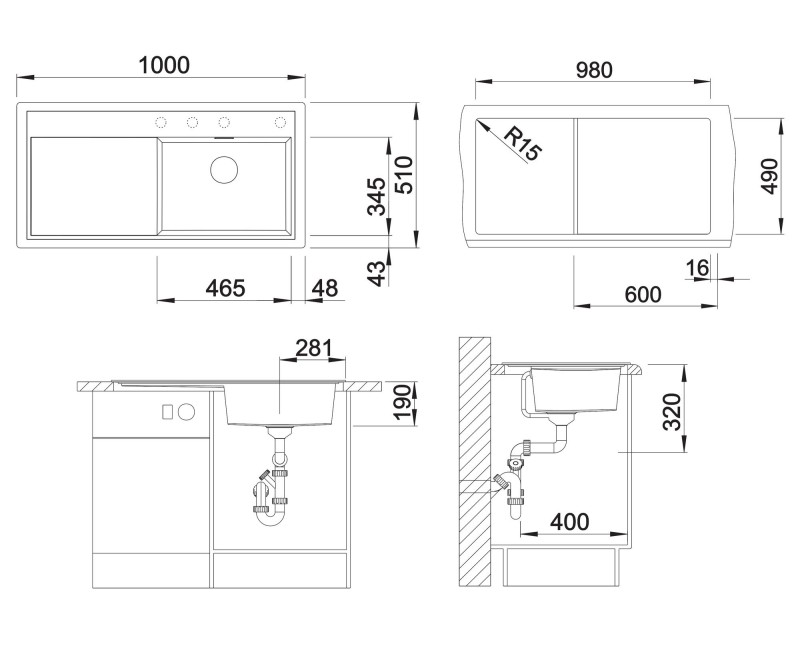 Кухонная мойка BLANCO ZENAR XL 6 S SILG RE Soft white O.ZUB InFino M.AF SILGRANIT™, PuraDur™, Warm white 527189