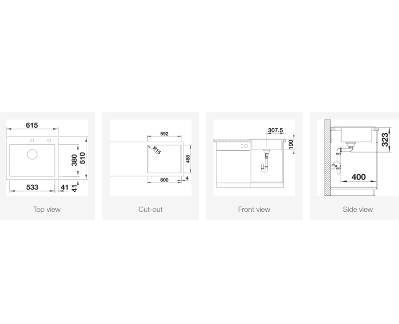 Кухонная мойка BLANCO PALONA 6 Ceramic PPLUS Basalt InFino M.AF Ceramic, PuraPlus™, Basalt (Ceramic) 524737