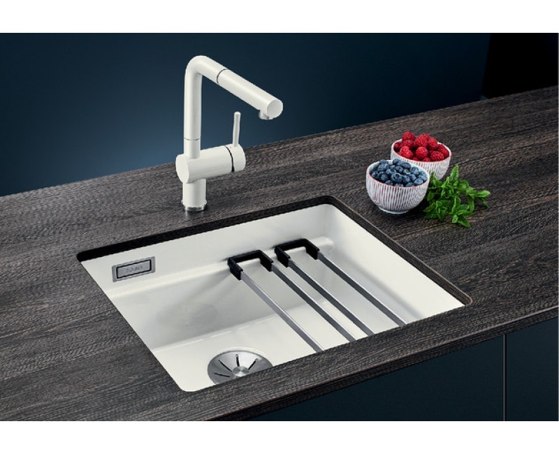 Кухонная мойка BLANCO ETAGON 500-U, керамическая, белая, глянцевая, InFino O.AF, керамика, PuraPlus™, кристально-белый, глянцевый (керамика) 525149