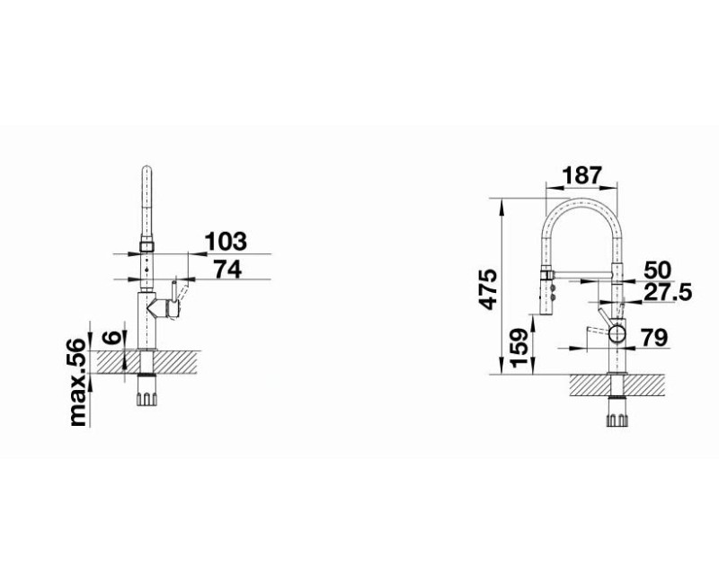 Кухонный смеситель BLANCO CATRIS-S Flexo, отделка из нержавеющей стали 525792