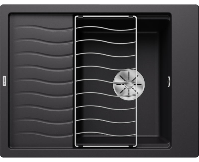 Virtuves Izlietne BLANCO ELON 45 S PDUR Black InFino O.AF  Melna, SILGRANIT™ 525880