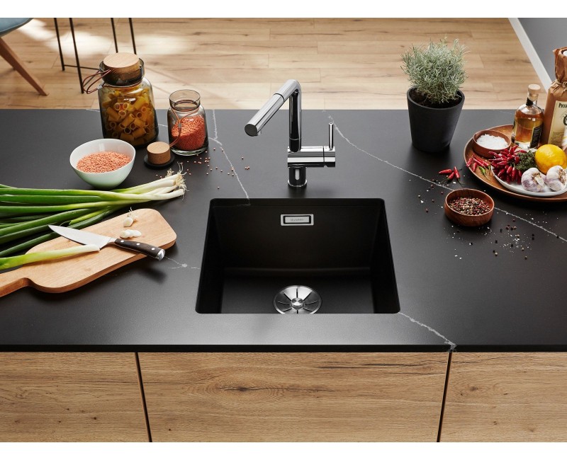 Кухонная мойка BLANCO SUBLINE 400-U SILG PDUR Black InFino O.AF Black, SILGRANIT™ 525990