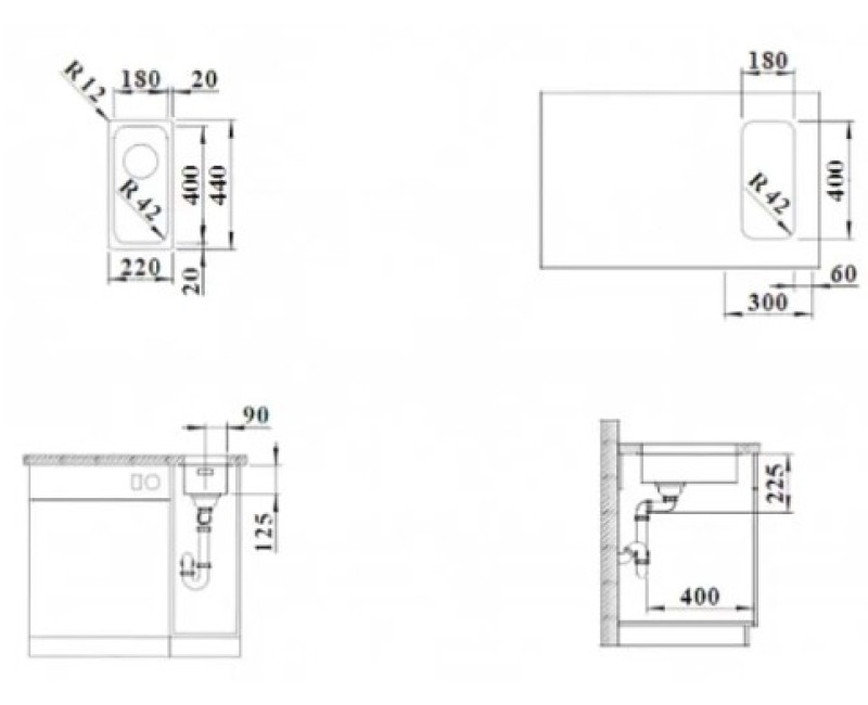 Virtuves Izlietne BLANCO SOLIS 180-U BRUSHED InFino O.AFNerūsējošais tērauds, Krāsots pārklājums 526113