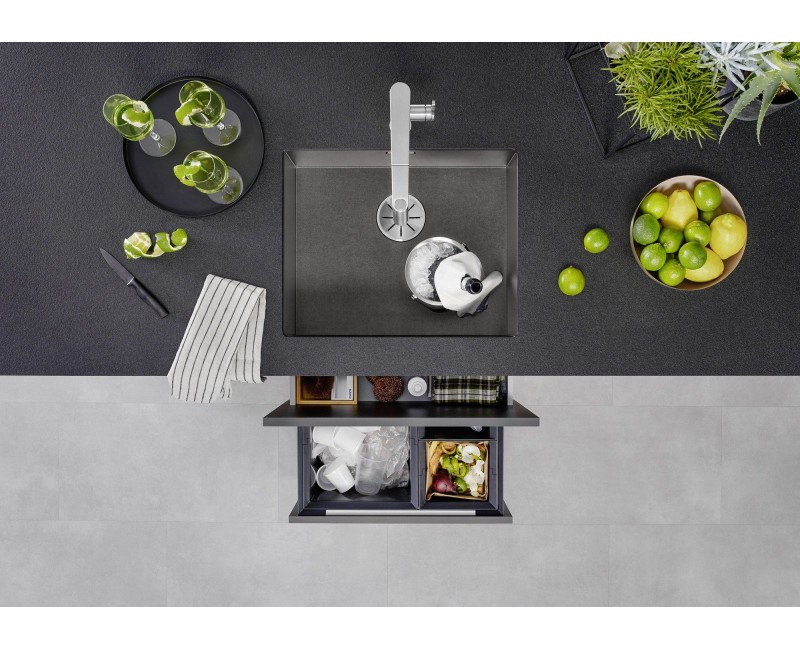 Кухонная мойка BLANCO ZEROX 500-U Dark Steel InFino O.AF, нержавеющая сталь, темная сталь 526243