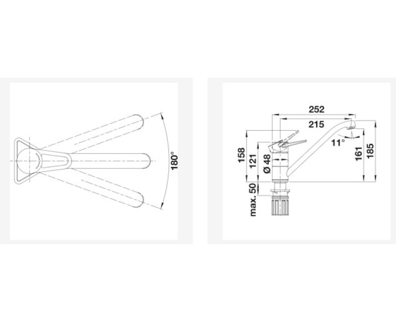 Кухонный смеситель BLANCO WEGA II Черный/хром HD 526415