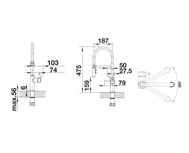 Кухонный смеситель BLANCO Catris Flexo Dark Satin Steel цвет 527731
