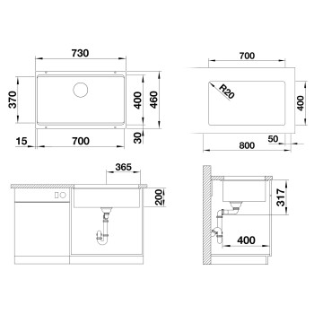 Virtuves Izlietne BLANCO ETAGON 700-U SILG Coffee M.ZUB O.AF WFS SILGRANIT™, Kafijas 527768