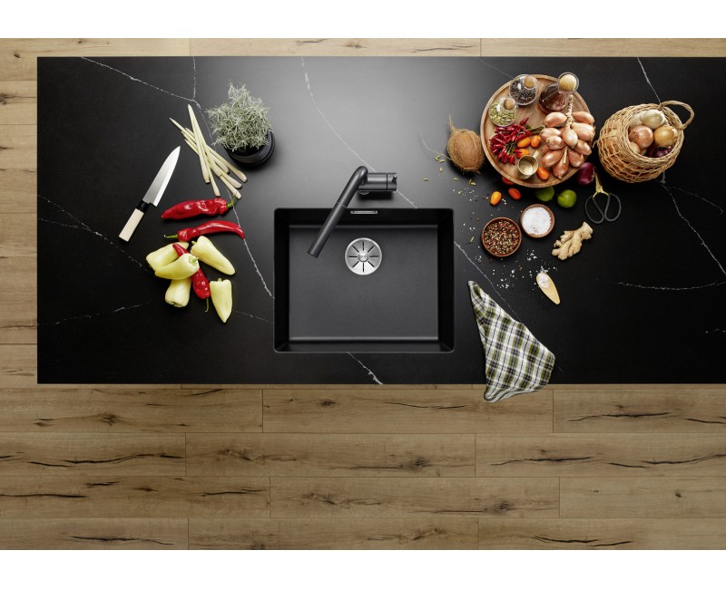 Кухонная мойка BLANCO SUBLINE 500-U SILG Black O.ZUB O.AF WFS SILGRANIT™, Black 527794