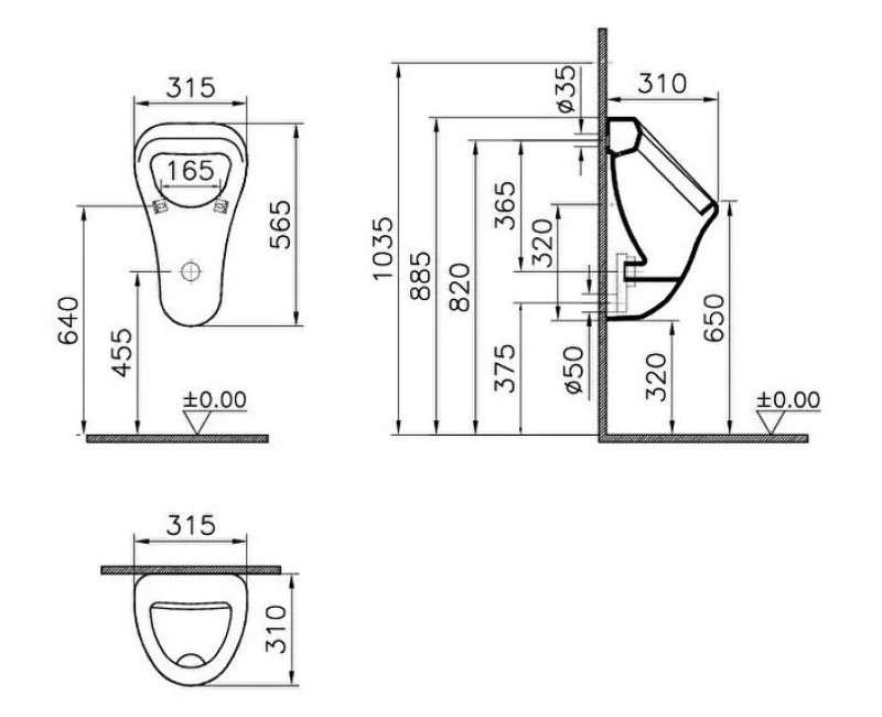 Pisuārs VITRA S20, Balts 6201L003-0199 OUTLET