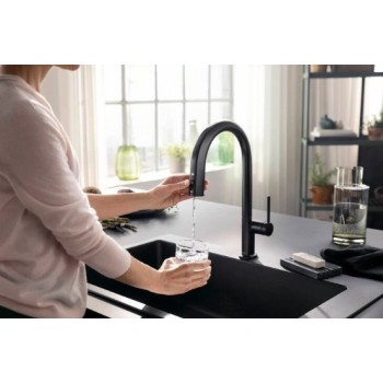 Hansgrohe Aqittura M91 shower mixer with pull-out head, SodaSystem, sBox, matte black 76836670