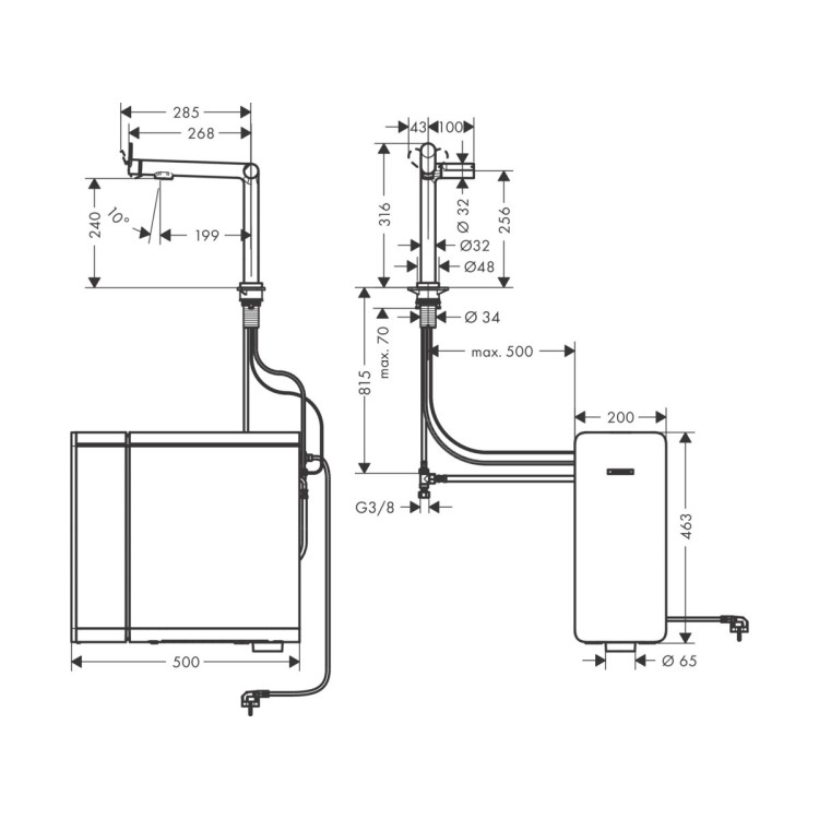 Vitruves maisītājs Hansgrohe Aqittura M91, SodaSystem, nerūsējošā tērauda imitācija 76837800