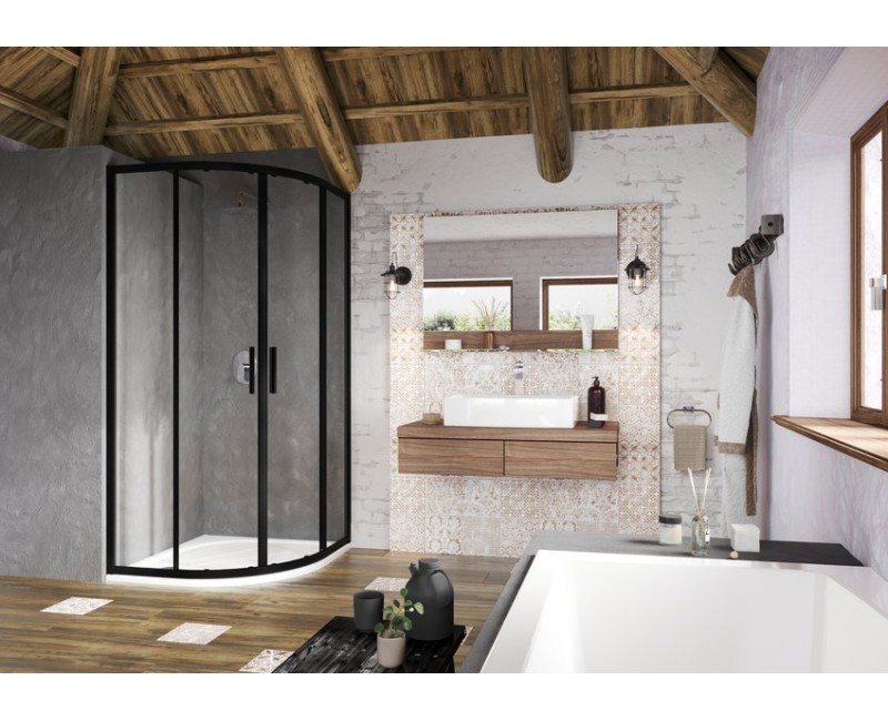 Комплект для душевой кабины RAVAK SET7 BLSCP4-90 Прозрачное стекло, Черные профили