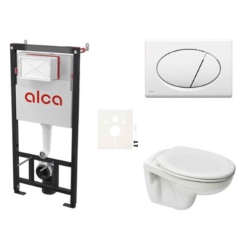 Tualetes poda komplekts Rāmis Alca ar podu S-Line Pro Rimless, vāku un Baltu pogu SIKOASP1