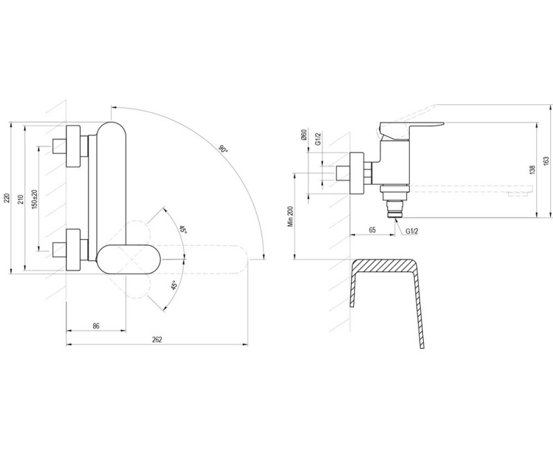 Смеситель для ванны/душа Ravak Chrome CR II 022.20BL черный