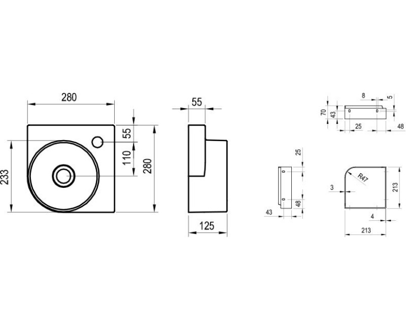 Раковина для ванной ravak Yard 280 C Белый Матовый