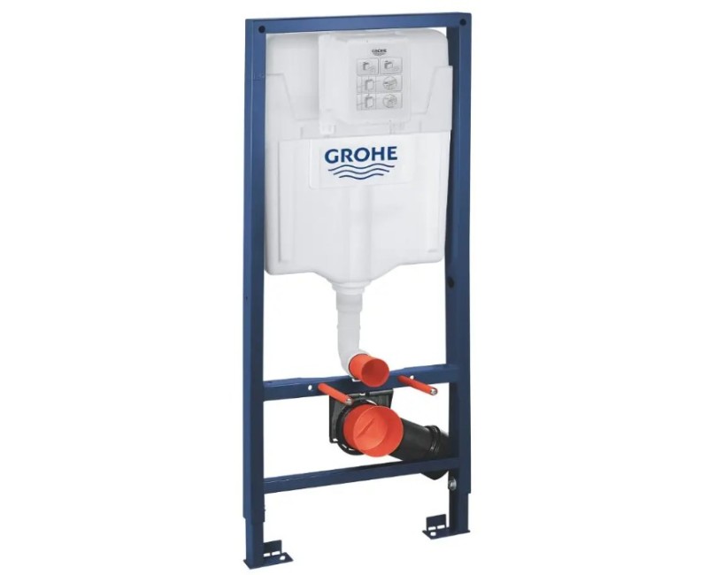 Tualetes poda komplekts Grohe Rapid SL ar Podu Kielle Oudee Vortex Rimless un SoftClose vāku, Skate Cosmopolitan poga, Balta 11BA3108