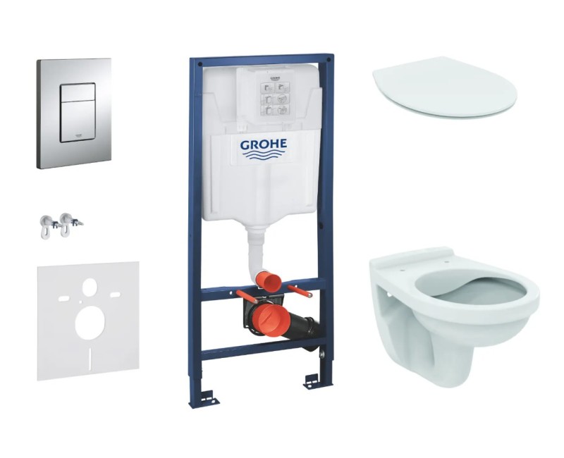 Tualetes poda komplekts Grohe Rapid SL ar podu Alpha Rimless ar SoftClose vāku, Skate Cosmopolitan poga, Hromēta 38528SET-KD
