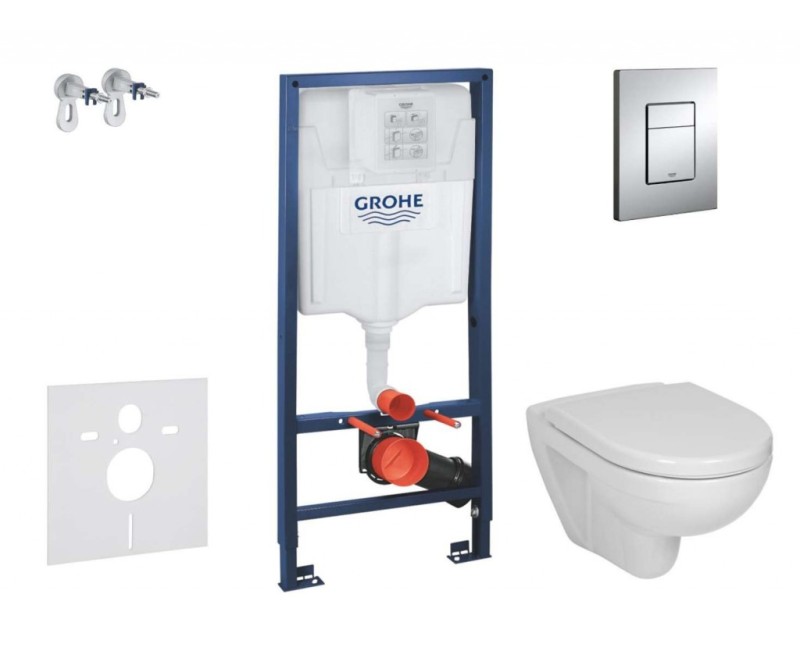 Tualetes poda komplekts Grohe Rapid SL ar podu Jika Lyra Plus ar vāku, Skate Cosmopolita pogas, hroms (38528SET-KJ1)