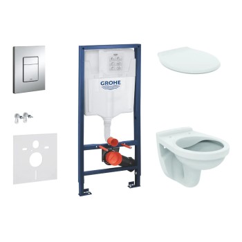 Tualetes poda komplekts Grohe Rapid SL Alpha pods Rimless ar SoftClose vāku, Skate Cosmopolitan poga, hroms 38528SET-KR