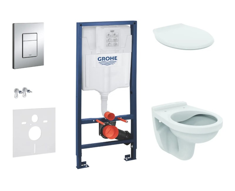 Tualetes poda komplekts Grohe Rapid SL Alpha pods Rimless ar SoftClose vāku, Skate Cosmopolitan poga, hroms 38528SET-KR