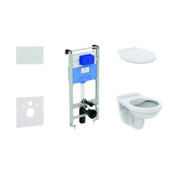 Tualetes poda komplekts Ideal Standard ProSys pods Alpha Rimless ar vāku, Oleas M1 poga, hroms ProSys120M SP36