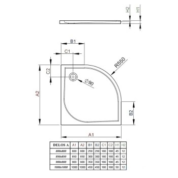 Radaway Душевой поддон полукруглый Doros A 85x85, белый, РАСПРОДАЖА
