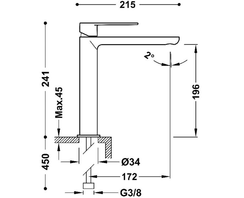 LOFT colors TRES Высокий смеситель для умывальника, 20020303AC