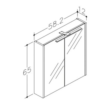 Зеркальный шкаф Raguvos Baldai Pure 60см светлый дуб со светодиодной (36см 4000К) подсветкой