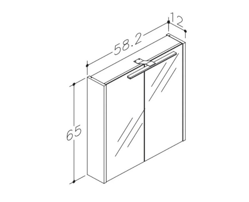 Зеркальный шкаф Raguvos Baldai Pure 60см светлый дуб со светодиодной (36см 4000К) подсветкой