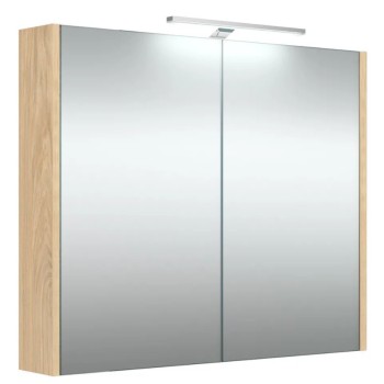 Зеркальный шкаф Raguvos Baldai Pure 80см светлый дуб со светодиодной (36см 4000К) подсветкой