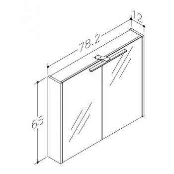 Зеркальный шкаф Raguvos Baldai Pure 80см светлый дуб со светодиодной (36см 4000К) подсветкой