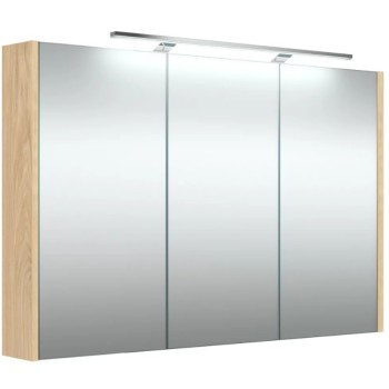 Зеркальный шкаф Raguvos Baldai Joy 100 со светодиодной (36см 4000К) подсветкой светлый дуб